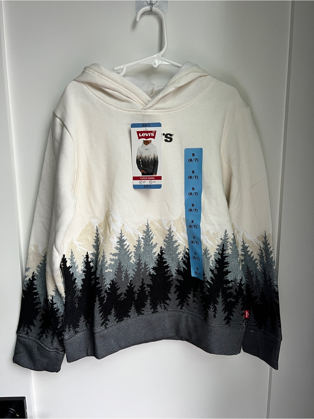 Levi's Cream, Gray & Black Kids Hoodie with Forest Silhouette